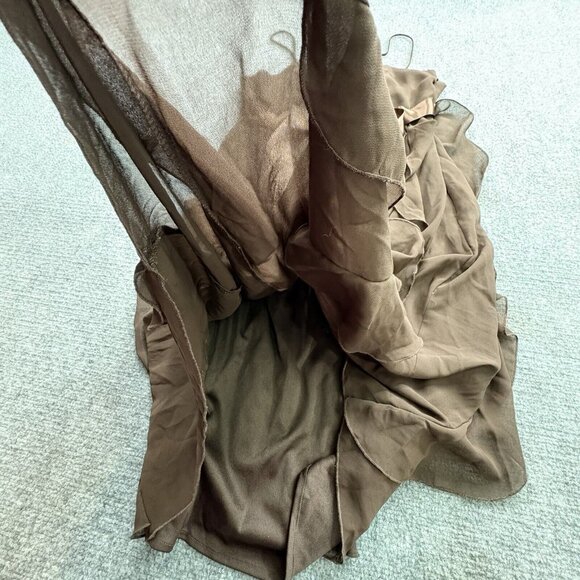 Scarlett Nite Dress Womens 10 Chocolate Baby Doll Ribbon Tie Sheer Ruffle Dainty - Picture 9 of 16